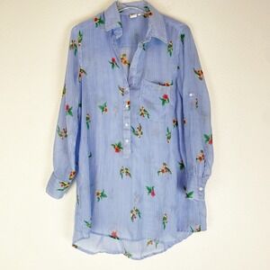 Violet Sky Top Womens Medium Popover Tunic Preppy Coastal Beachy Resort Stripe M